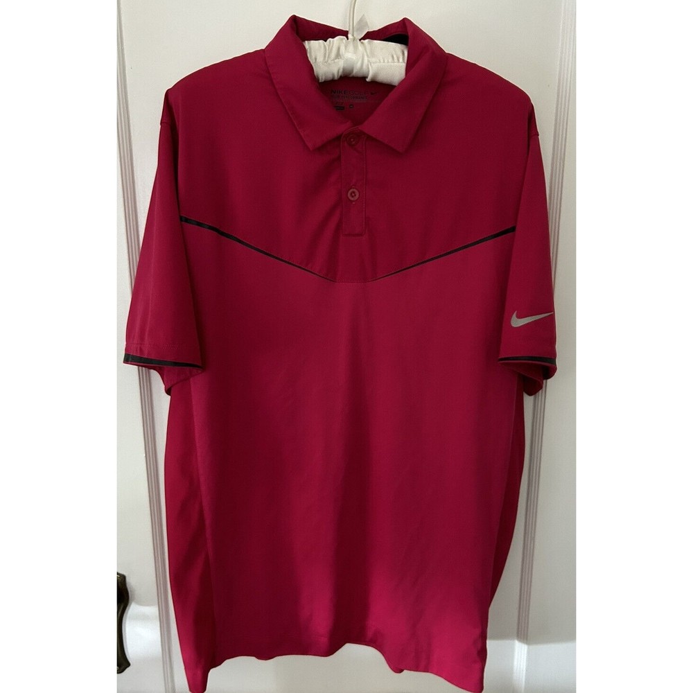 Nike Shirt Mens Size Medium Pink Magenta Polo Golf Tour Performance Dri Fit SS